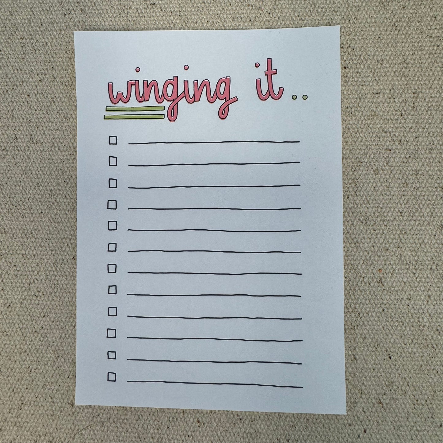 A6 Winging It Notepad