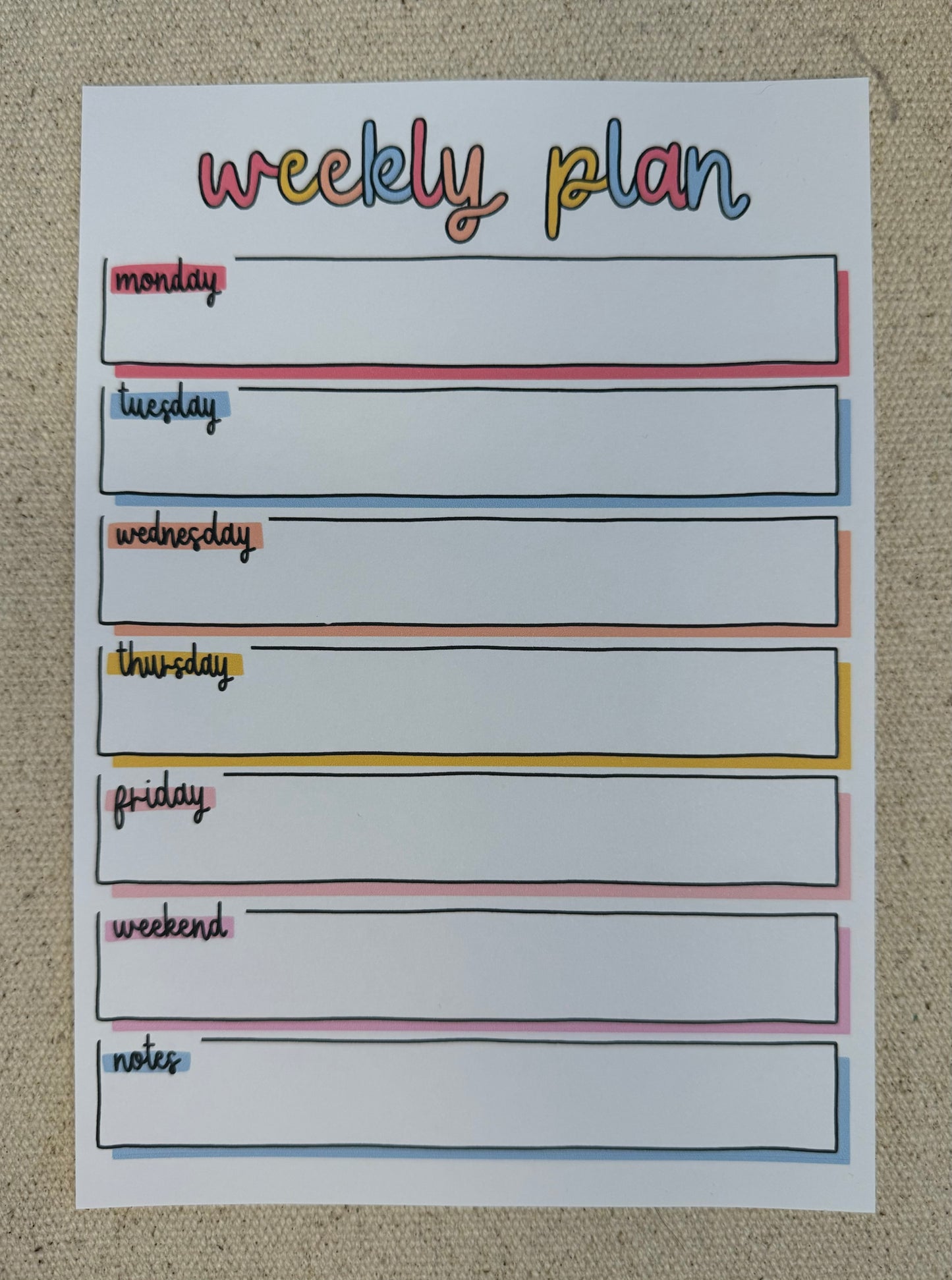 A5 Weekly Planner